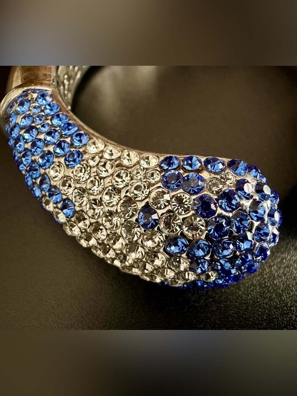 JOAN BOYCE “KISSABLE” CUFF BRACELET WITH CLEAR AND BLUE PAVE CRYSTALS